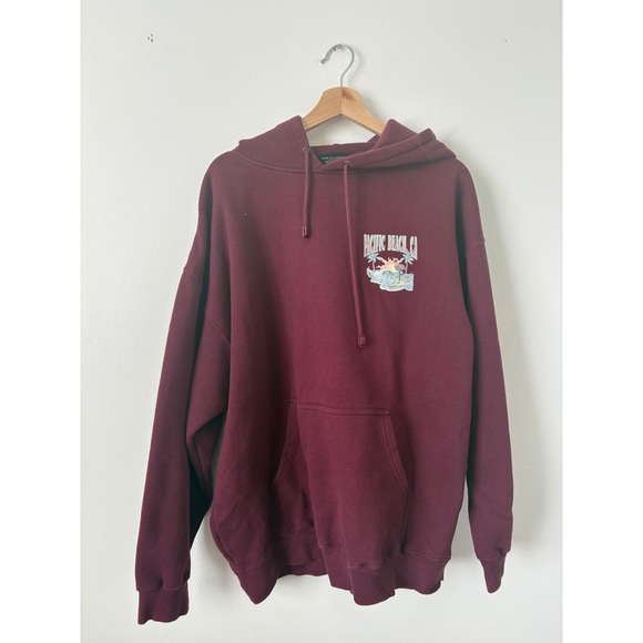 None Tops - Pacific Beach California Hoodie – Maroon – 2X